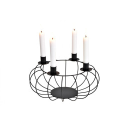 Adventní kovový svícen CANLES  Ø30 cm černý