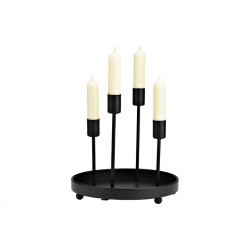 Adventní kovový svícen METAL WREATH  Ø20 cm černý