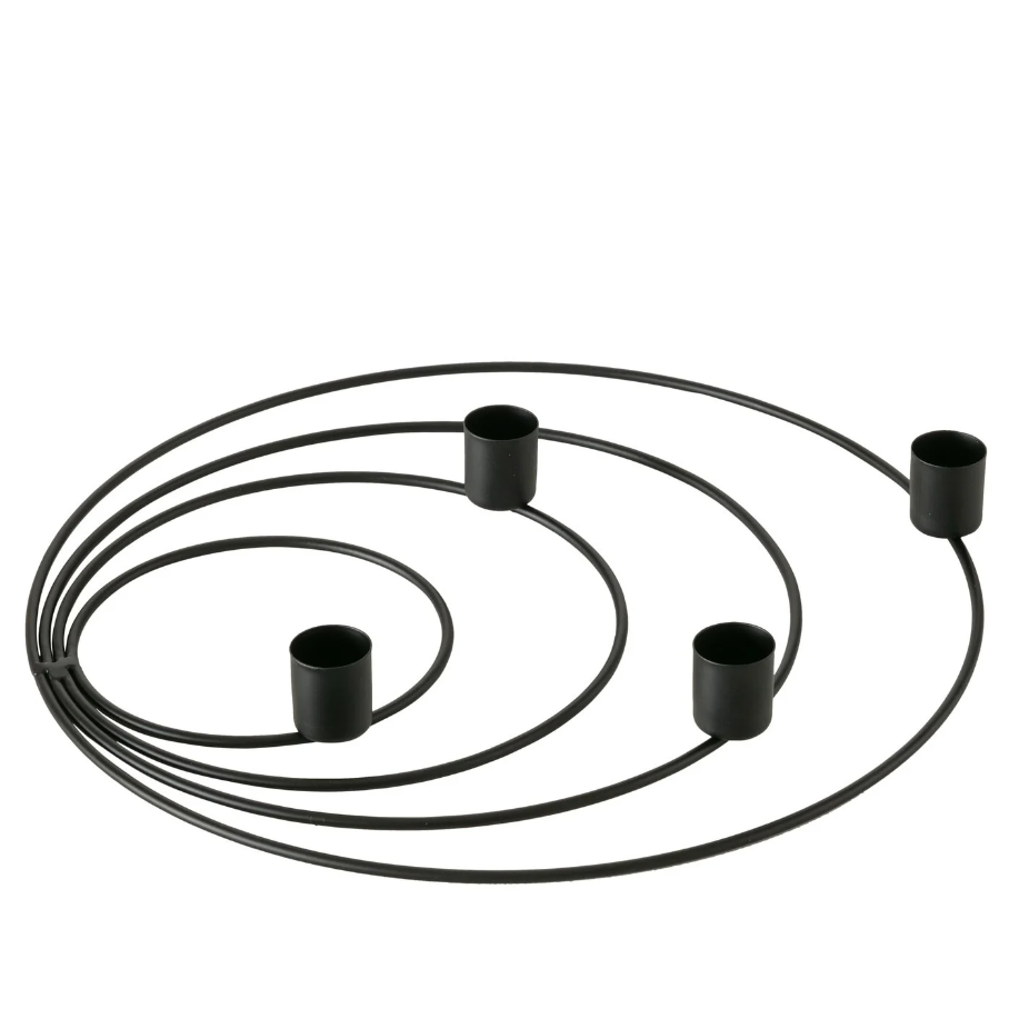 Adventní kovový svícen WREATH černý