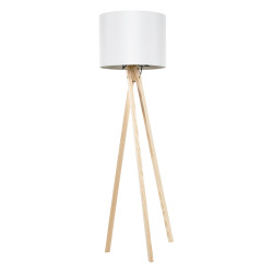 AKCE Bílá stojací lampa s dřevěnou trojnožkou LILA TYP 6 II. jakost
