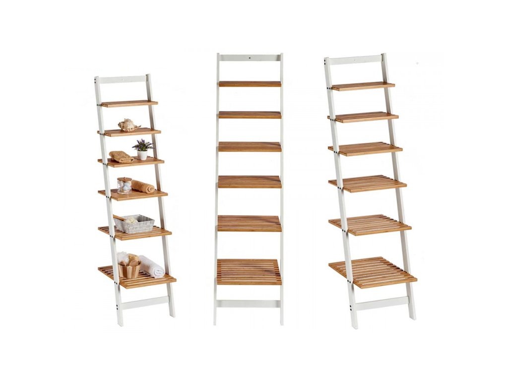 AKCE Bílý bambusový regál WHITE BAMBOO II. jakost
