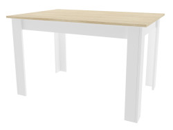 AKCE Bílý jídelní stůl s deskou v dekoru dub sonoma MADO 120x80 II. jakost