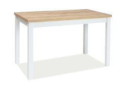 AKCE Bílý jídelní stůl s deskou v dekoru dub zlatý craft ADAM 100x60 II. jakost