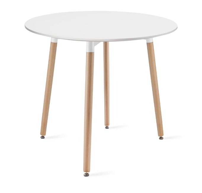 AKCE Bílý kulatý jídelní stůl KAMI 80x80 cm II. jakost