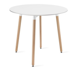 AKCE Bílý kulatý jídelní stůl KAMI 80x80 cm II. jakost