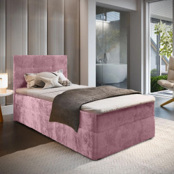 AKCE Čalouněná postel boxspring GLORIEN VELVET 90x200 cm růžová II. jakost