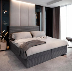 AKCE Čalouněná postel boxspring ISPIRA 140x200 cm šedá II. jakost