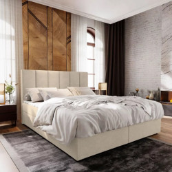 AKCE Čalouněná postel boxspring MERALIS 160x200 cm béžová II. jakost