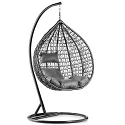 AKCE Černé závěsné křeslo KOKON sses stojanem II.jakost