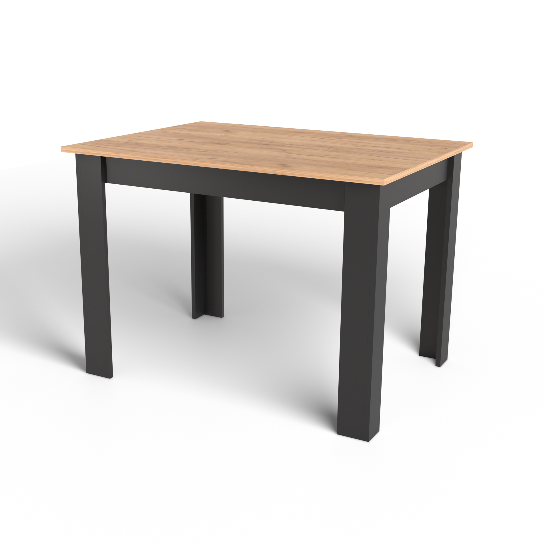 AKCE Černý jídelní stůl s deskou v dekoru dub zlatý craft MADO 120x80 II. jakost