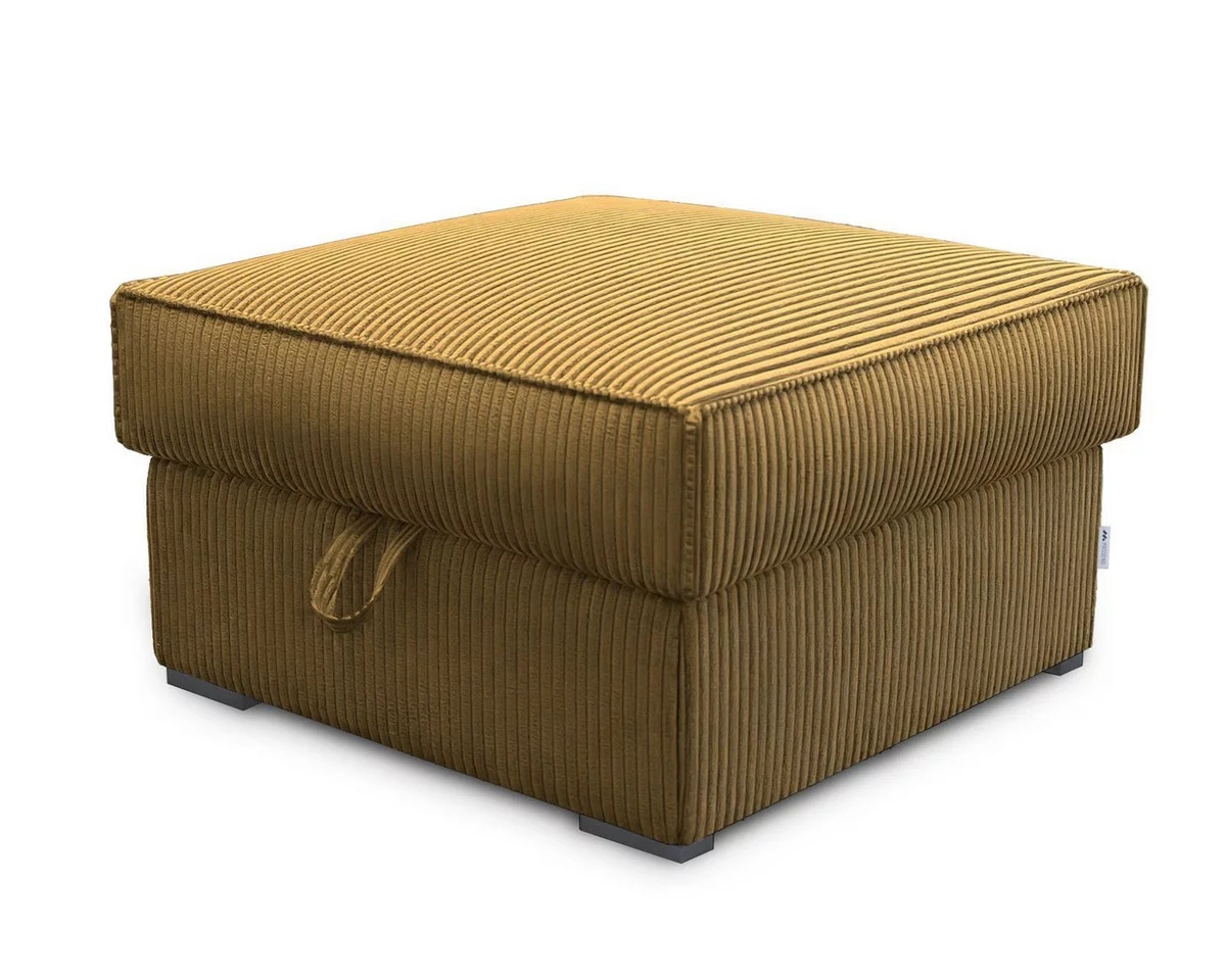 AKCE Hořčicový taburet SMART COSARO s úložným prostorem 65x65 cm II. jakost