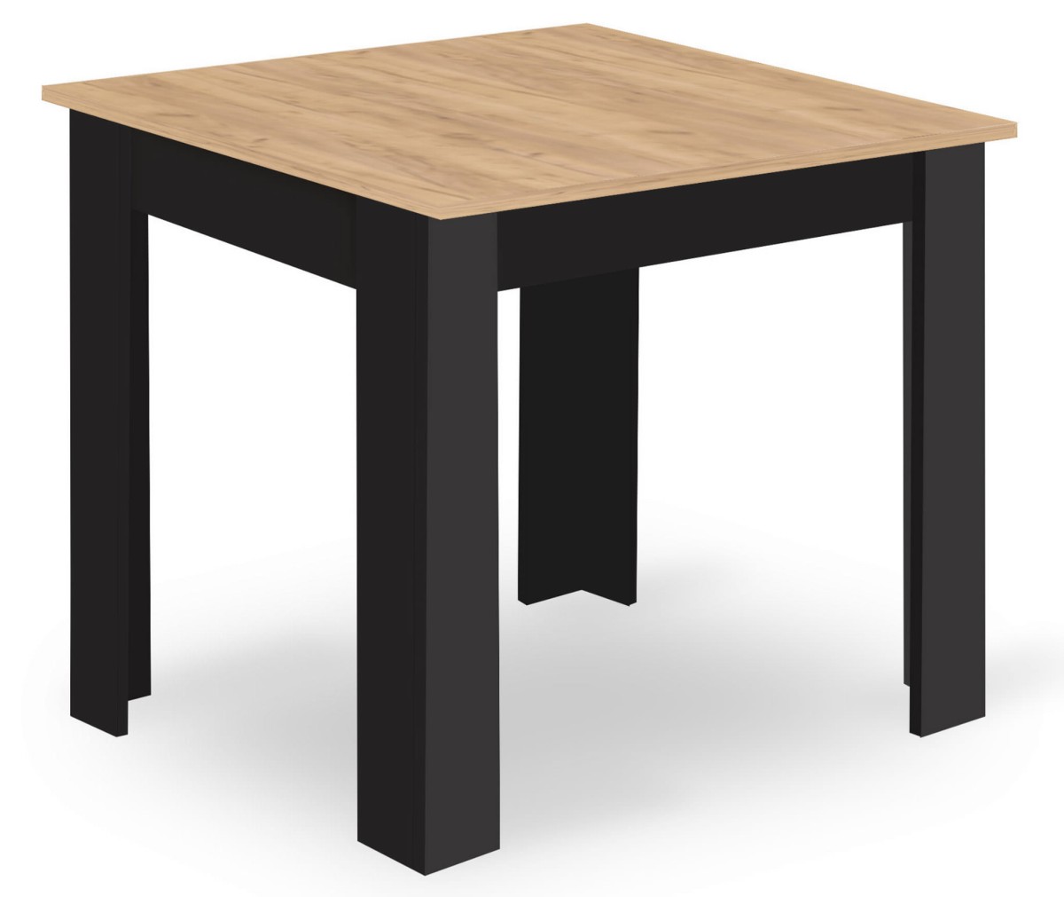 AKCE Jídelní stůl MADO černý s deskou v dekoru dub artisan 80x80cm II. jakost
