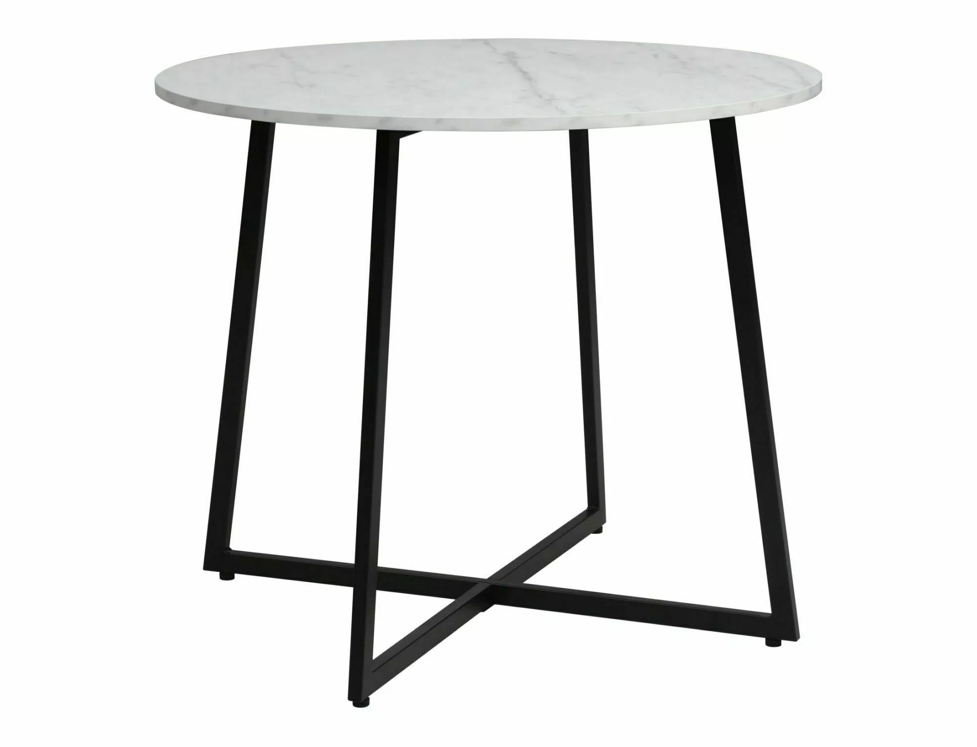 AKCE Kulatý jídelní stůl s deskou v dekoru mramor LUNA 90x90 II. jakost