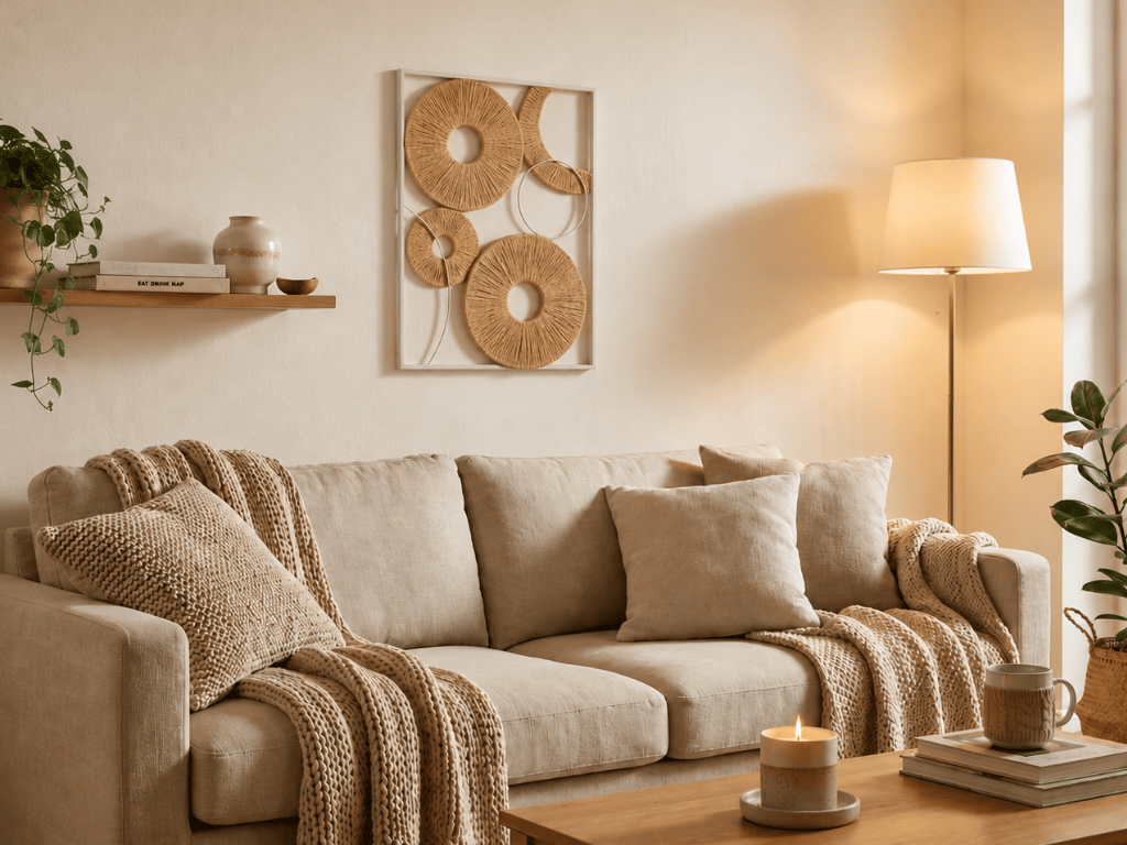 AKCE Nástěnná dekorace CIRCLES kovová 48x68 cm, bílá / béžová II.jakost