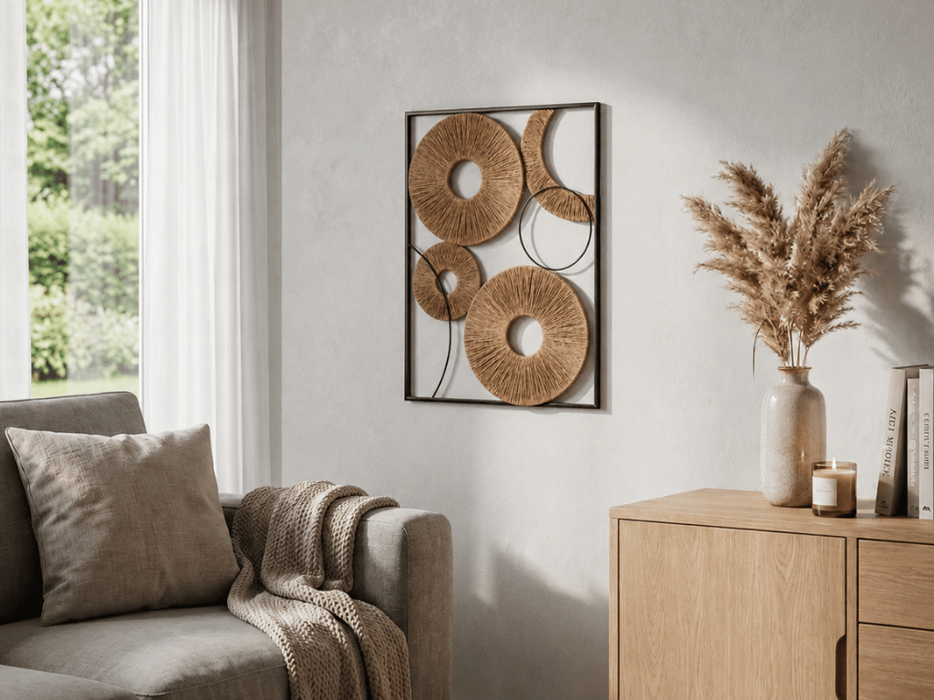 AKCE Nástěnná dekorace CIRCLES kovová 48x68 cm, hnědá II.jakost