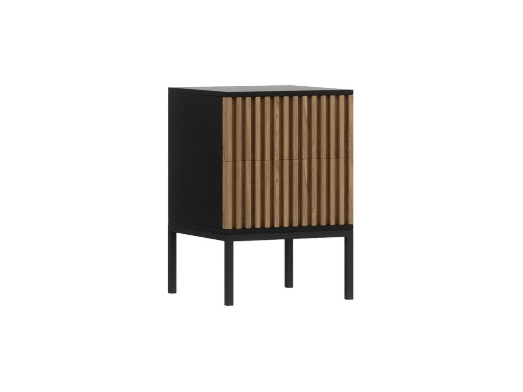 AKCE Noční stolek MEORATI 40x40cm, černá/dub artisan II. jakost