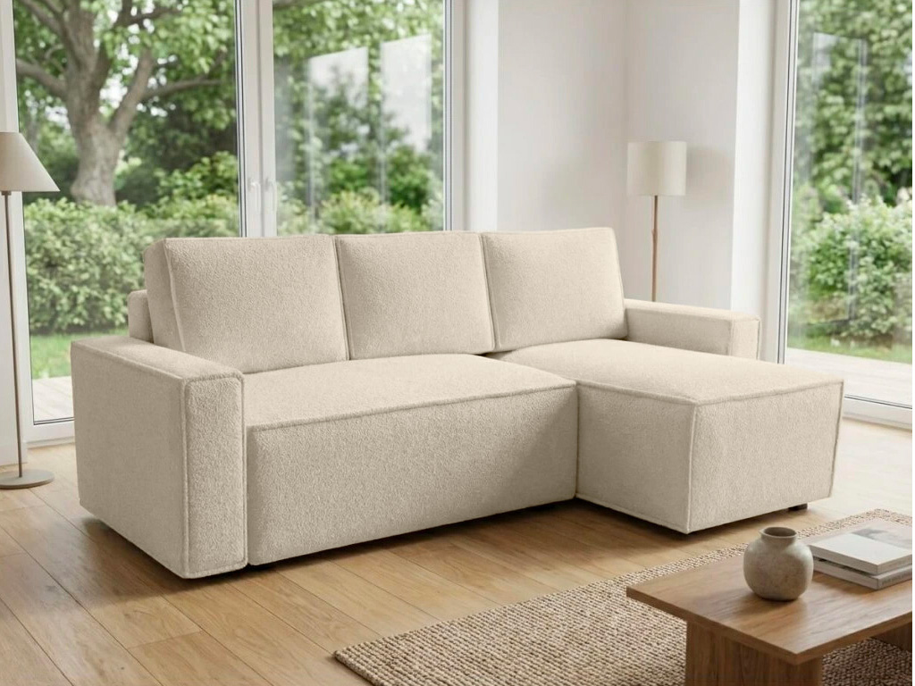 AKCE Rozkládací oboustranná sedací souprava do L SMART BOUCLE 232x143 cm, krémová II. jakost