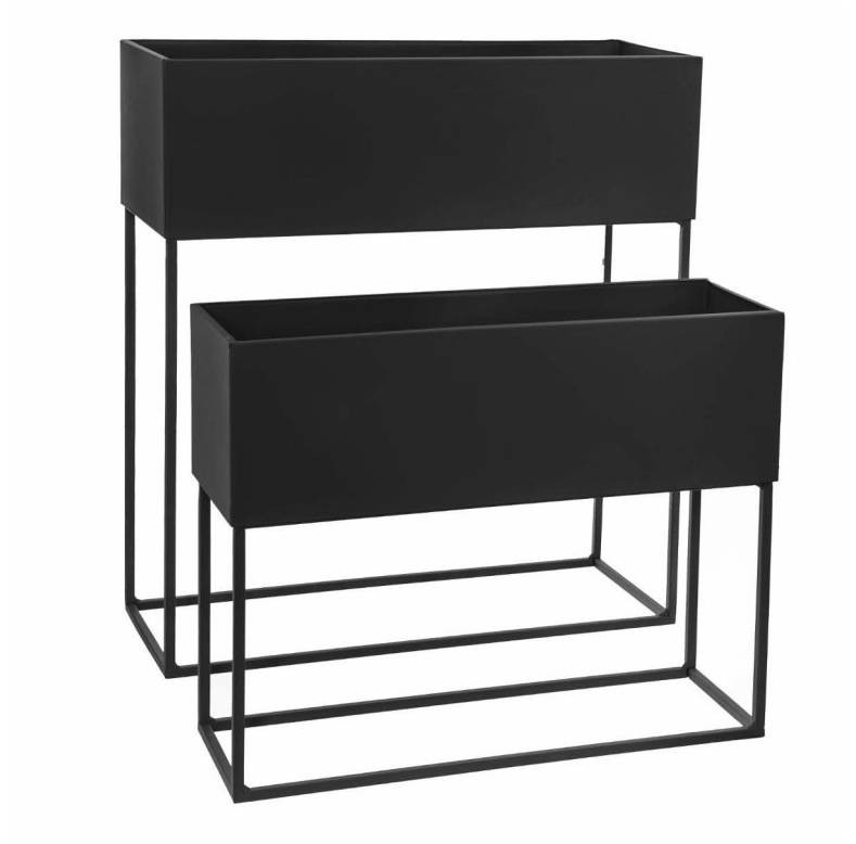 AKCE Sada 2 černých kovových květináčů JARDINIER II. jakost