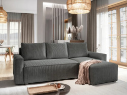 AKCE Šedá rohová pohovka SMART COSARO, oboustranná + 2 polštářky ZDARMA II. jakost