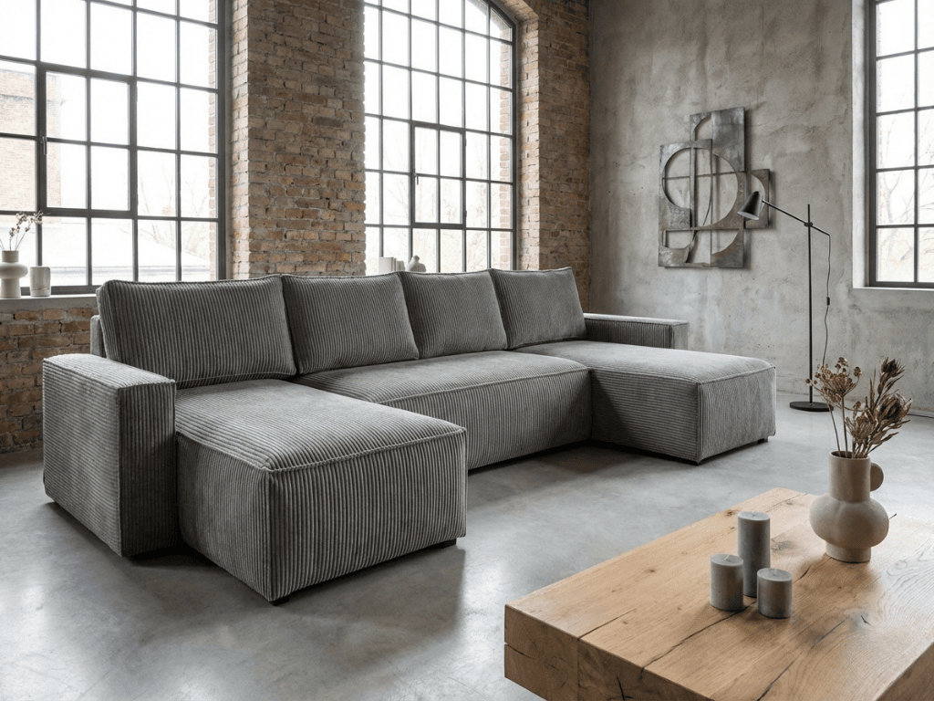 AKCE Šedá sedací souprava do U SMART COSARO 295x140 cm II. jakost