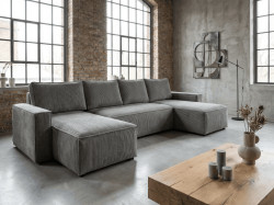 AKCE Šedá sedací souprava do U SMART COSARO 295x140 cm II. jakost