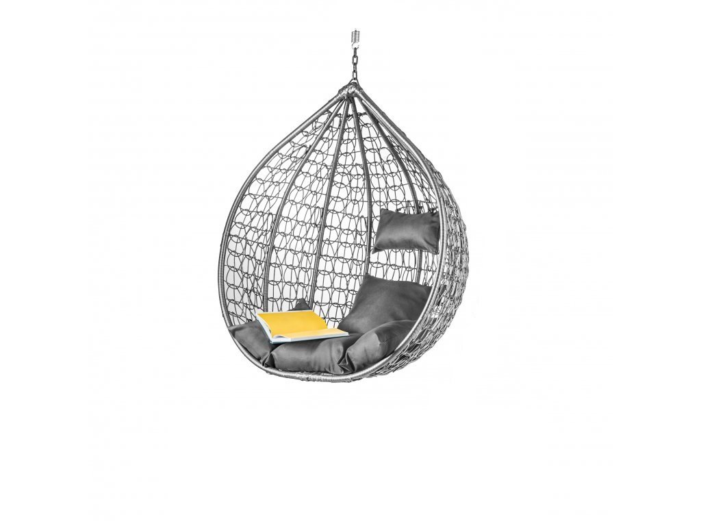 AKCE Šedé závěsné křeslo KOKON bez stojanu II.jakost