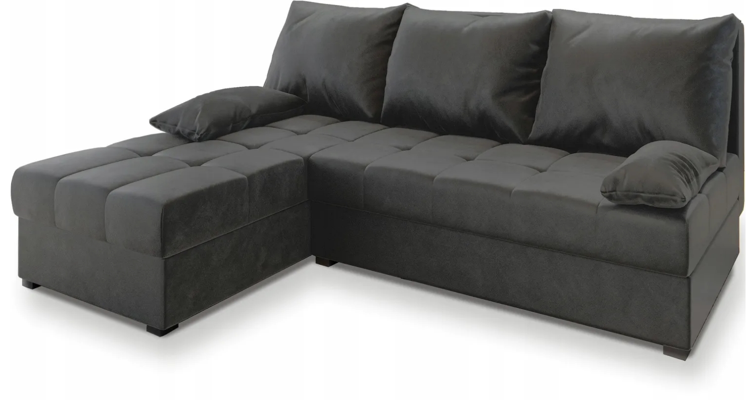 AKCE Tmavě šedá rozkládací rohová pohovka ZENA, oboustranná II. jakost