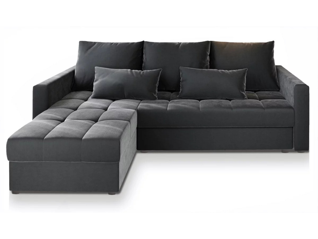 AKCE Tmavě šedá rozkládací rohová pohovka ZENOVA 220x140 cm, oboustranná II. jakost