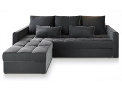 AKCE Tmavě šedá rozkládací rohová pohovka ZENOVA 220x140 cm, oboustranná II. jakost