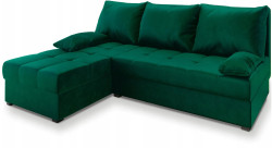 AKCE Tmavě zelená rozkládací rohová pohovka ZENA, oboustranná II. jakost