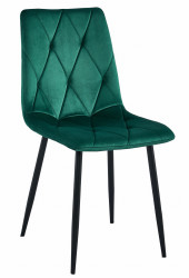 AKCE Tmavě zelená sametová jídelní židle LIBRA s černými nohami II. jakost
