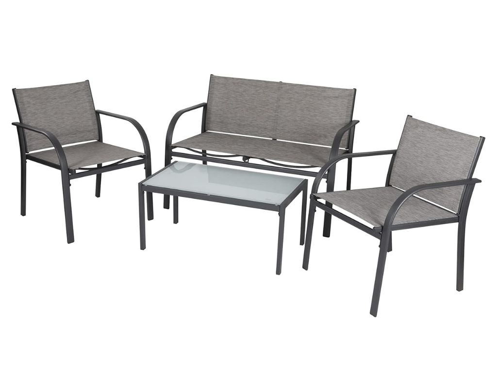 AKCE Zahradní set LOUNGE s křesly, lavicí a stolkem, šedý II. jakost