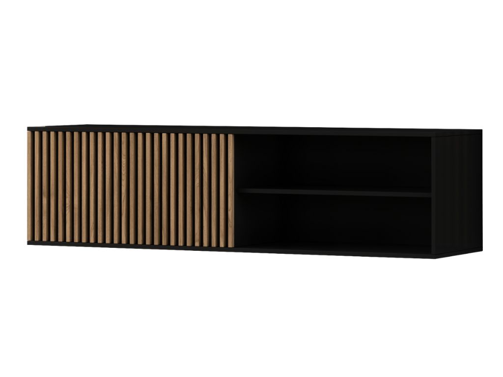 AKCE Závěsný TV stolek MEORATI 150x40 cm, černá/dub artisan II. jakost