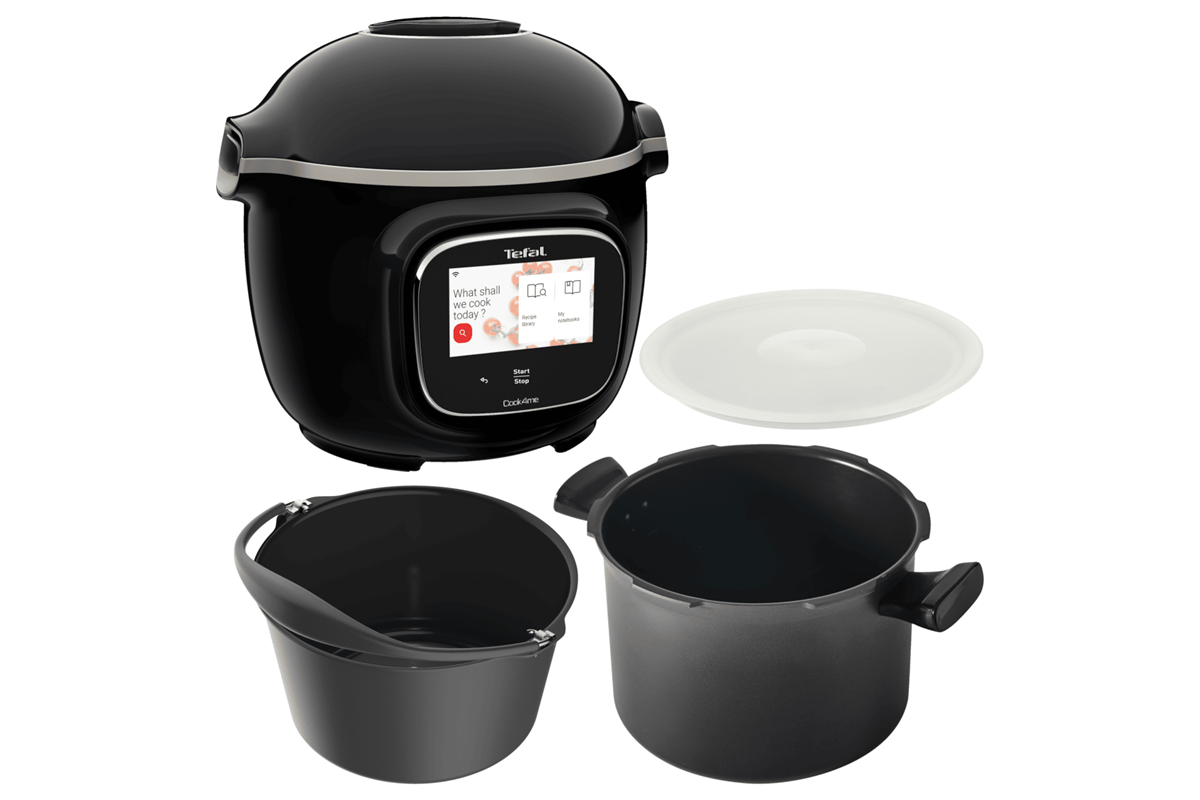 Akční set elektrický hrnec Tefal Cook4me+ Touch a příslušenství nádoba, forma na pečení a víko