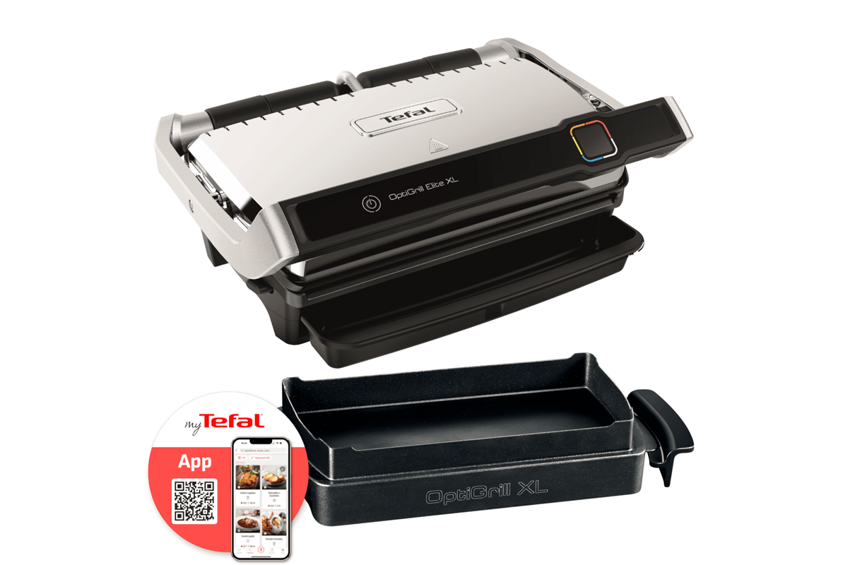 Akční set grilu a příšlušenství Tefal Optigrill+ Elite GC750D30 a XA725870