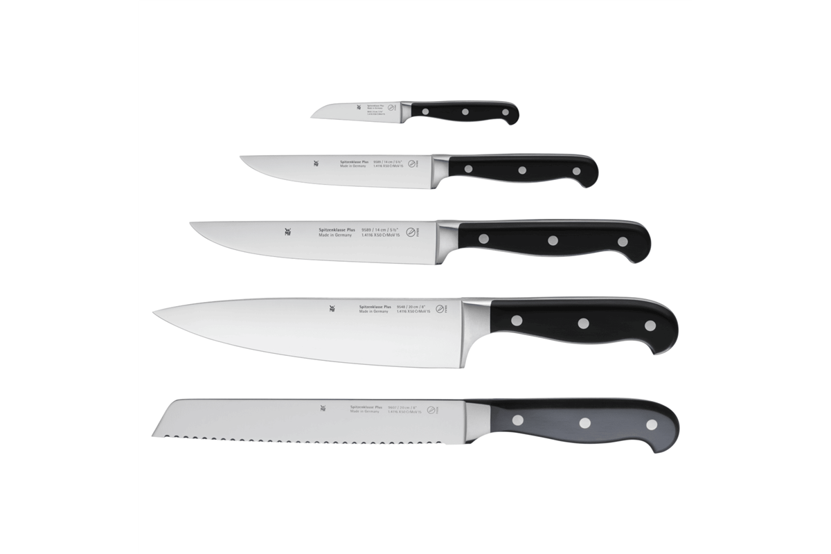 Akční set nožů WMF Spitzenklasse na zeleninu, univerzální, santoku, kuchyňský a na chléb