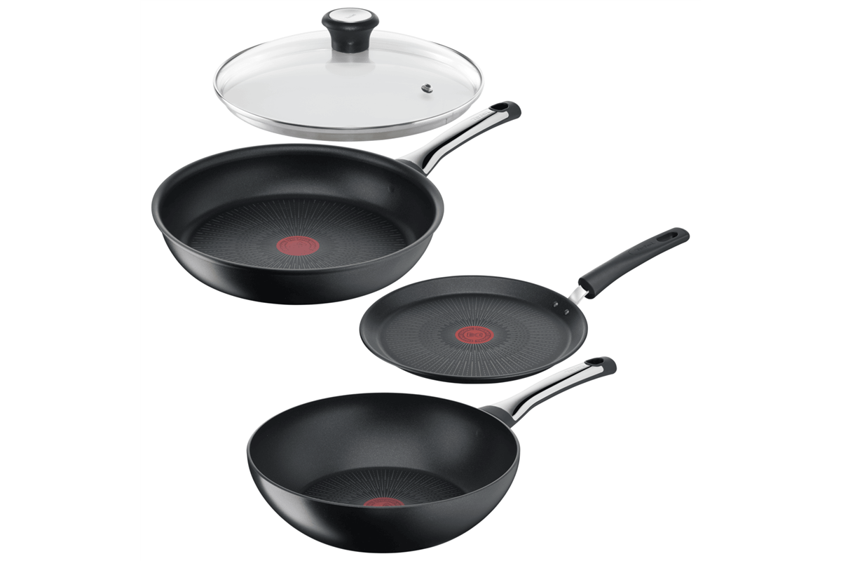 Akční set pánví Tefal Excellence klasická 28 cm, wok 28, palačinková 25 cm a poklice 28 cm