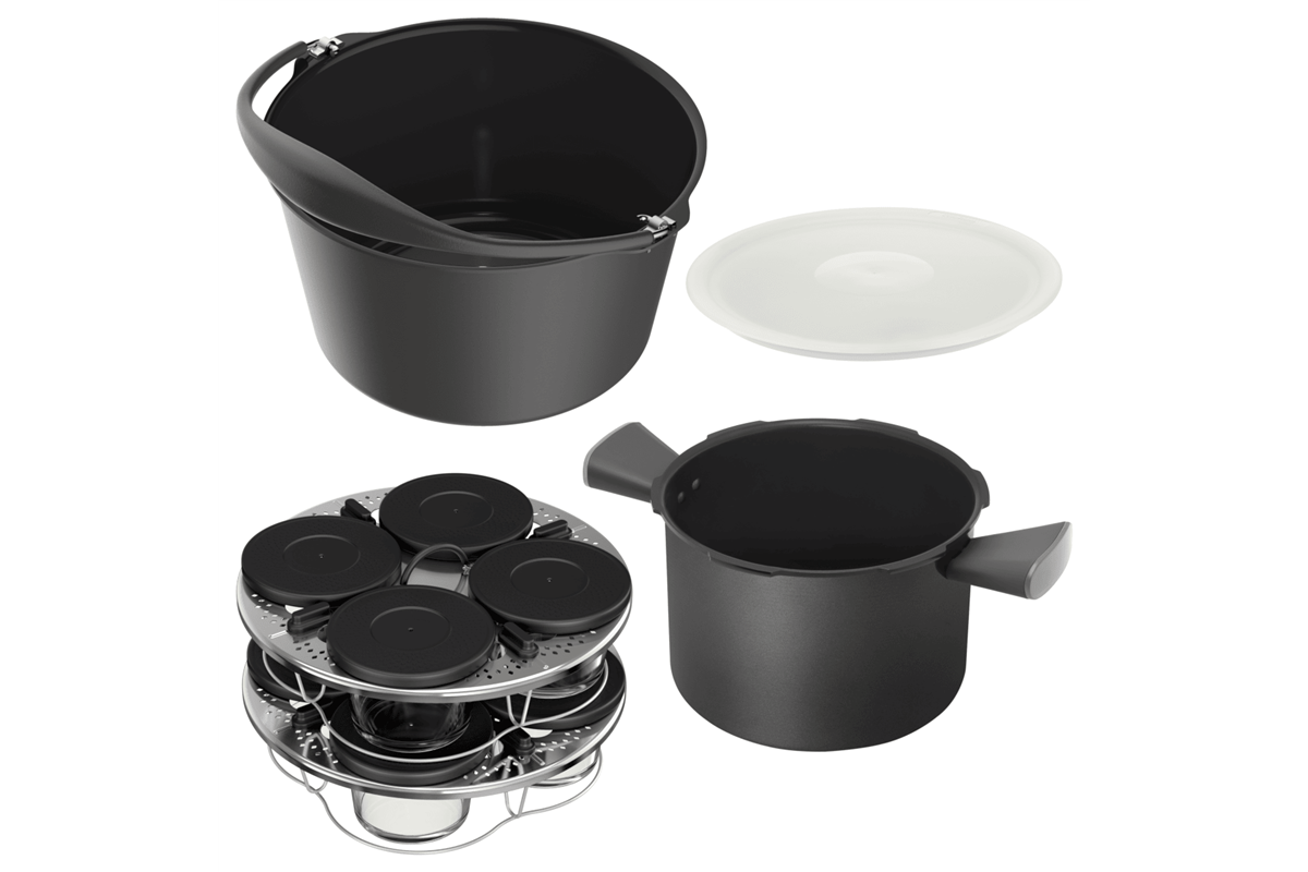 Akční set příslušenství k hrnci Tefal Cook4me+ a Connect nádoba, forma na pečení, víko a skleničky