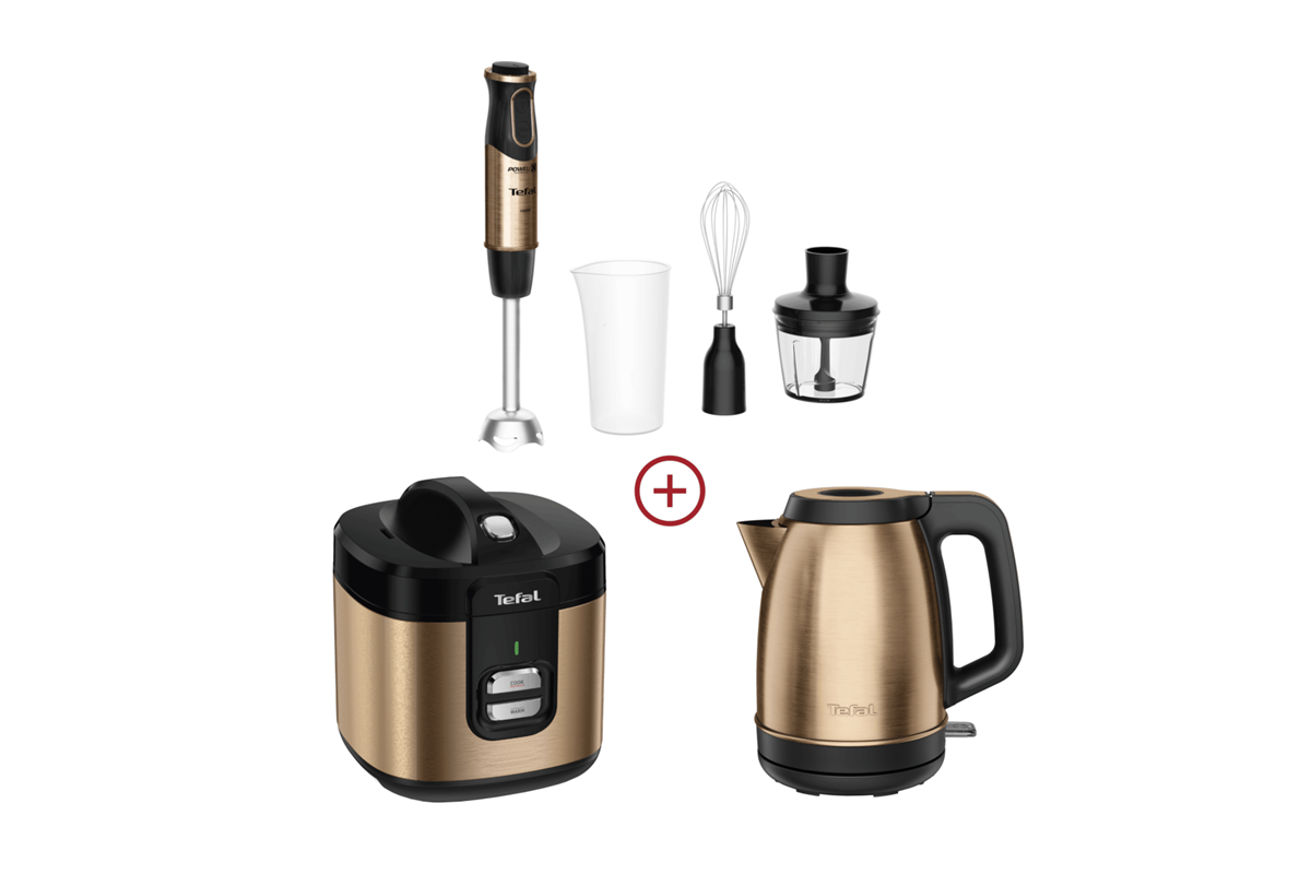 Akční set spotřebičů Tefal Coppertinto KI280G10 + RK364G10 + HB656G10