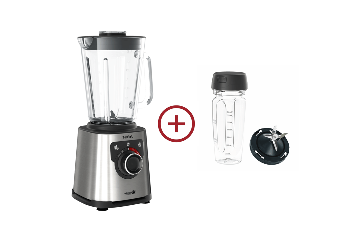 Akční set vysokorychlostní mixér Tefal PerfectMix+ Glass BL871D + cestovní láhev a náhradní čepele