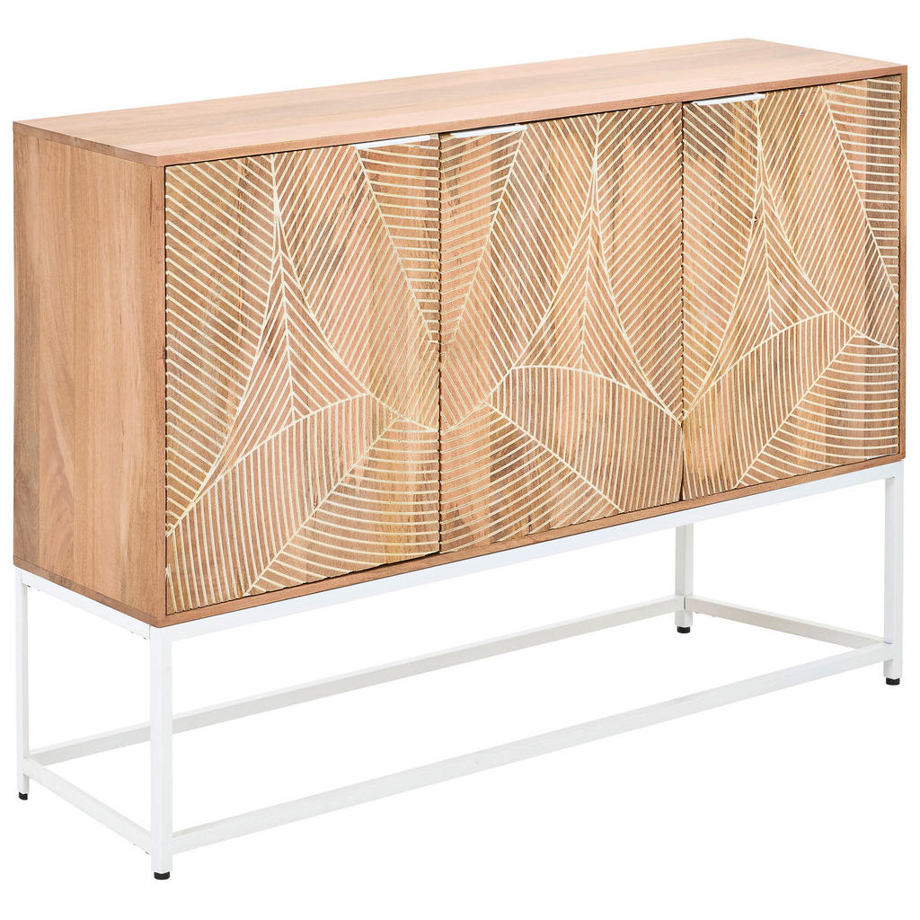 Ambia Home ŠIROKÁ KOMODA, mangové dřevo, přírodní barvy, bílá, 145/85/42 cm