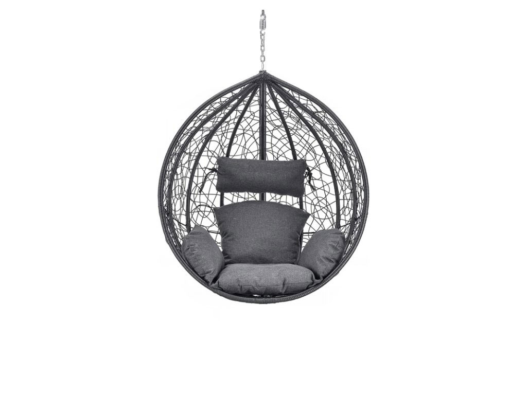 Antracitově černé závěsné křeslo KOKON bez stojanu