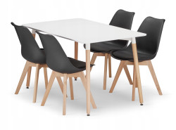 ARCHIV Jídelní set 1 + 4, stůl ADRIA 120x80cm bílý + židle BALI MARK černá