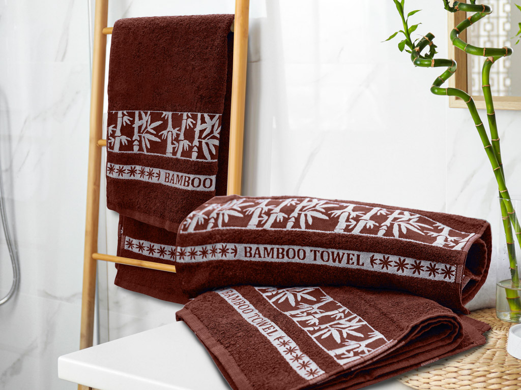 Bambusový ručník BAMBOO 50 x 90 cm hnědý, 70% bambusové vlákno | 30% bavlna