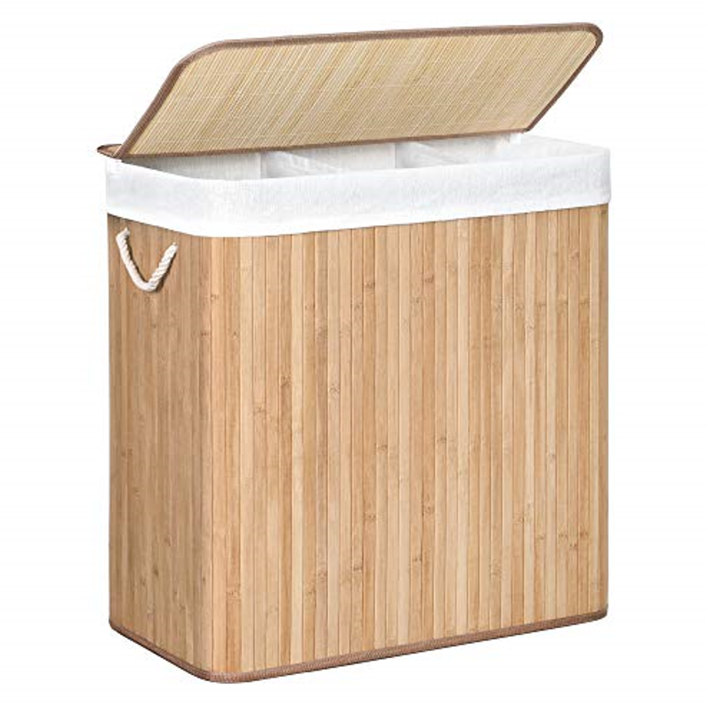 Bambusový tříkomorový koš na prádlo LECEBY