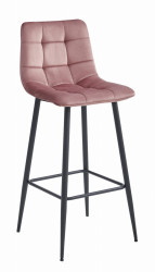 Barová židle ARCETO VELVET s černými nohami, růžová