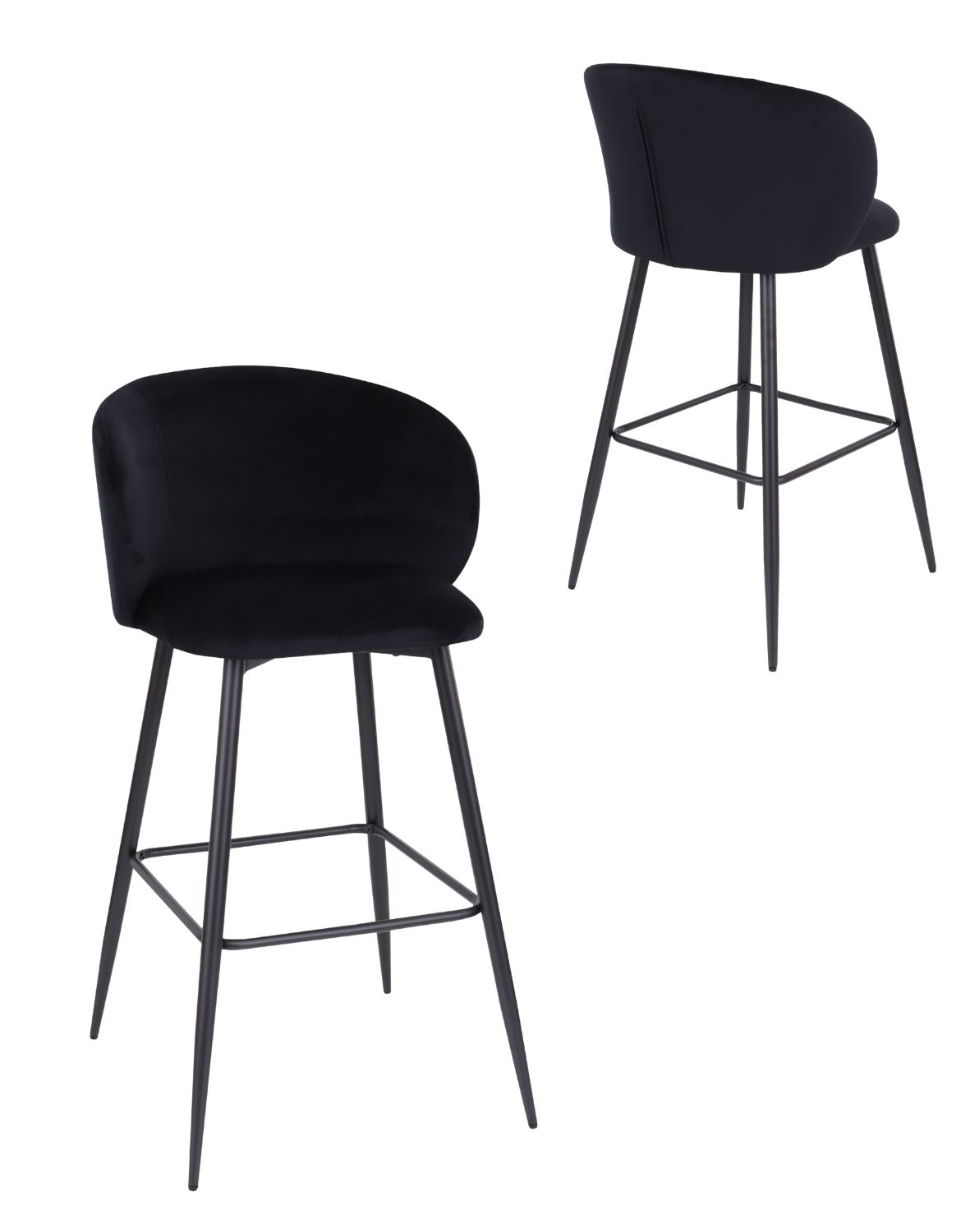 Barová židle Ganta Black, černý samet, glamour styl