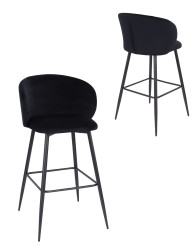 Barová židle Ganta Black, černý samet, glamour styl
