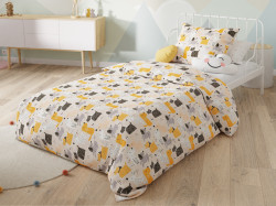 Bavlněné povlečení do postýlky BAREVNÍ PEJSCI krémové