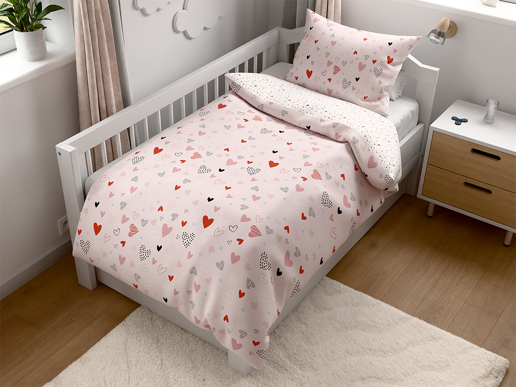 Bavlněné povlečení do postýlky Renforcé LOVITA růžové Rozměr povlečení: 45 x 65 cm | 90 x 135 cm